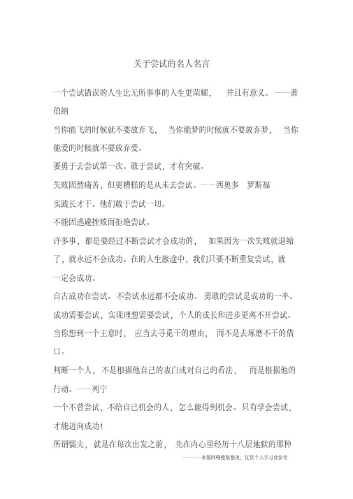 关于尝试的名人名言