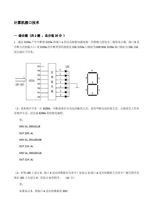 《计算机接口技术》作业答案