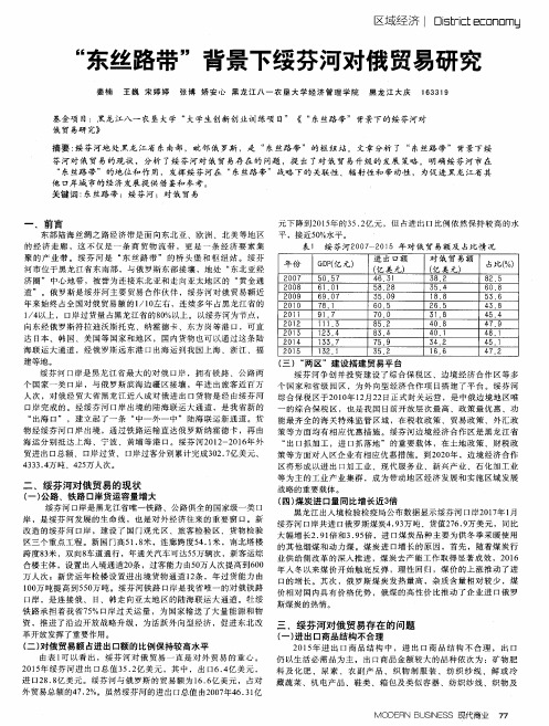 “东丝路带”背景下绥芬河对俄贸易研究