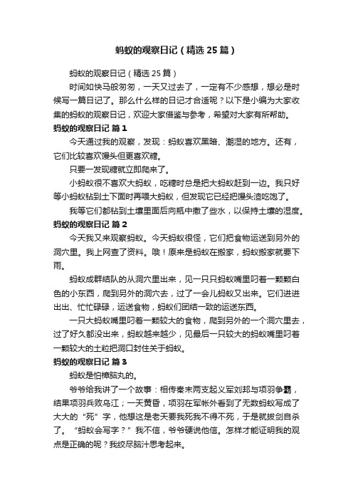蚂蚁的观察日记（精选25篇）