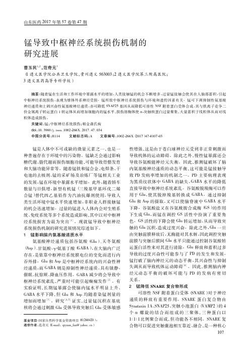 锰导致中枢神经系统损伤机制的研究进展
