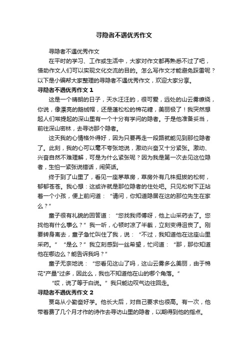 寻隐者不遇优秀作文