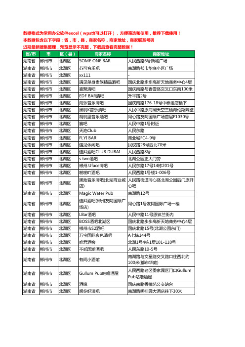 2020新版湖南省郴州市北湖区酒吧工商企业公司商家名录名单黄页联系电话号码地址大全30家
