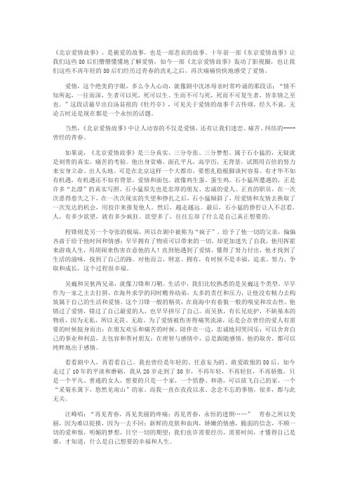 北爱的故事——《北京爱情故事》观后感