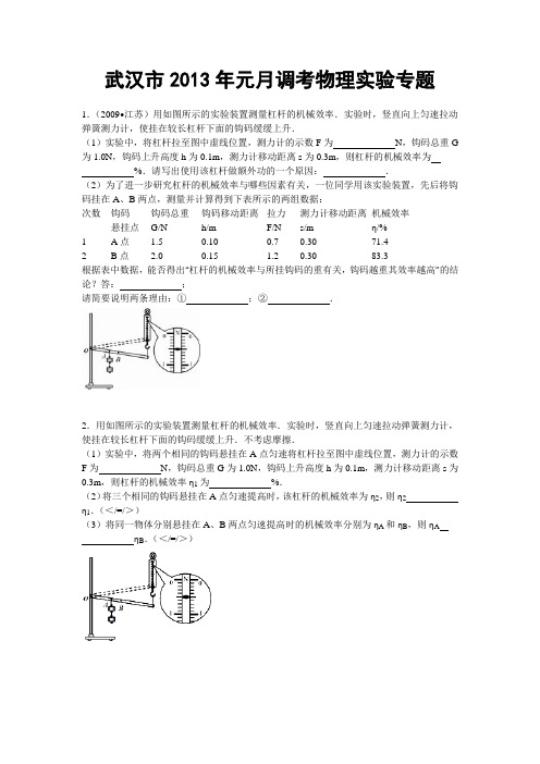 武汉市2013年元月调考物理实验专题