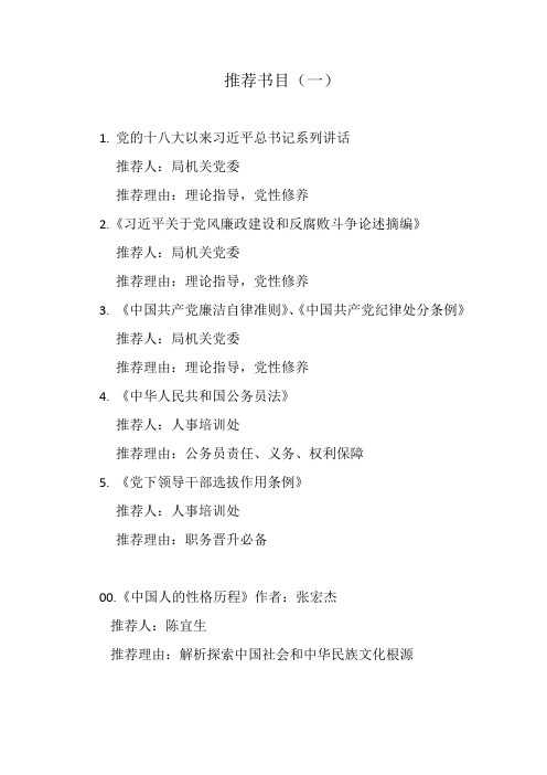 推荐书目格式