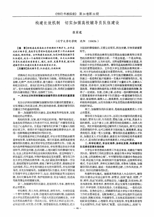 构建长效机制 切实加强高校辅导员队伍建设