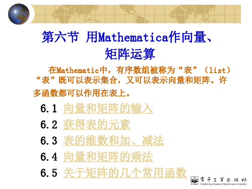 第六节用Mathematica作向量、矩阵运算