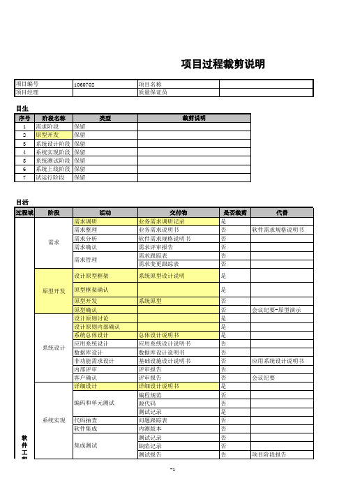 项目过程裁剪说明