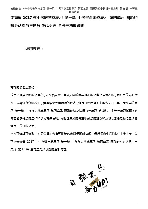中考数学总复习 第 中考考点系统复习 第四单元 图形的初步认识与三角形 第16讲 全等三角形试题(