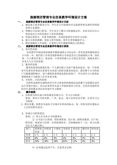 旅游酒店管理专业仿真教学环境设计方案