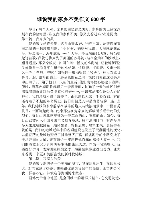 谁说我的家乡不美作文600字