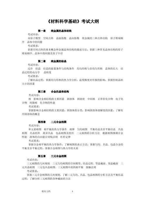 847《材料科学基础(三)》考试大纲
