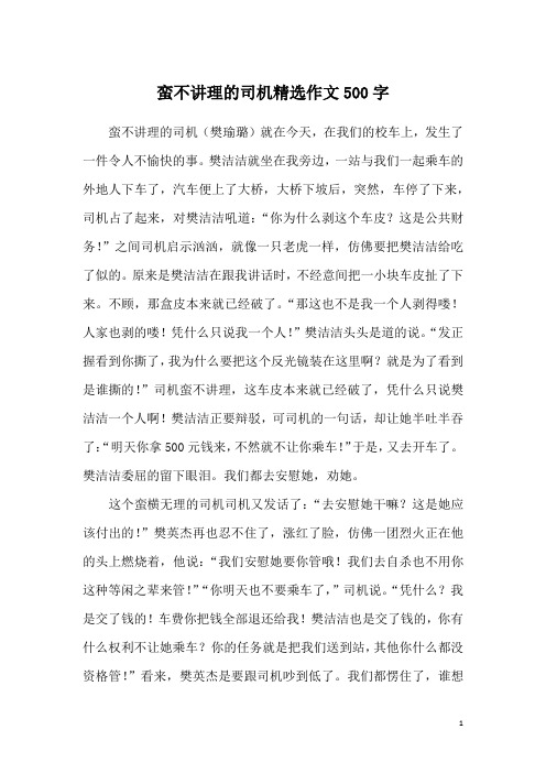 蛮不讲理的司机精选作文500字