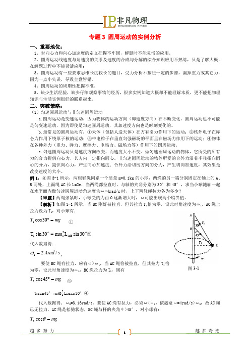 【非凡物理】—2016高考物理重难点押题突破：2016高考物理重难点押题突破：专题3 圆周运动实例分析