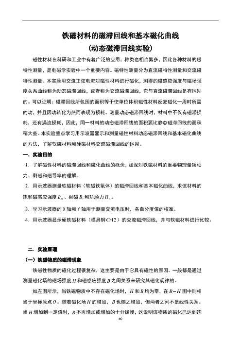 用示波器测动态磁滞回线、磁场测量实验报告