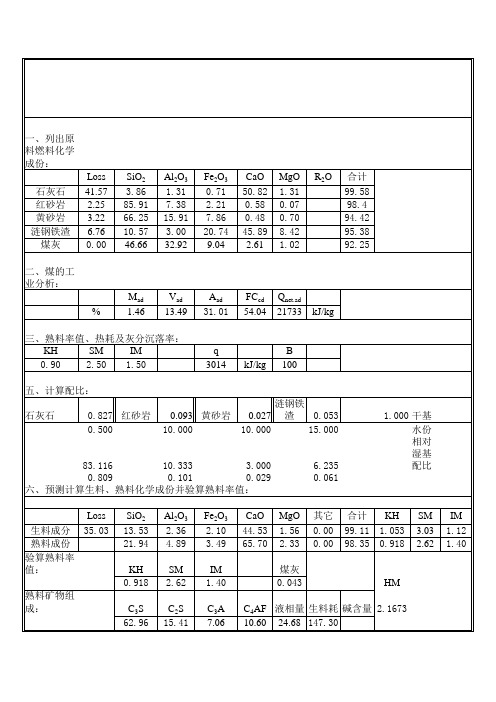 A配料计算表