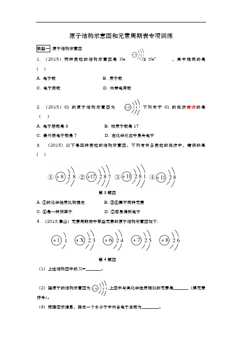 原子结构示意图和元素周期表专项训练