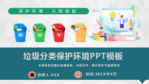 (图文)垃圾分类保护环境主题班会课件PPT模板