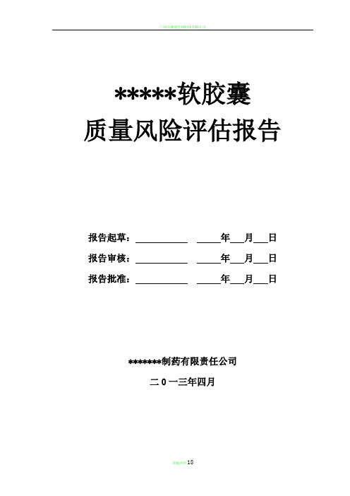 软胶囊质量风险评估报告