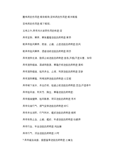 中级考试,中药学历年常考知识点总结.