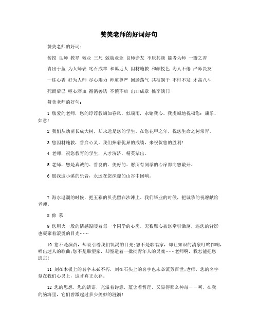 赞美老师的好词好句