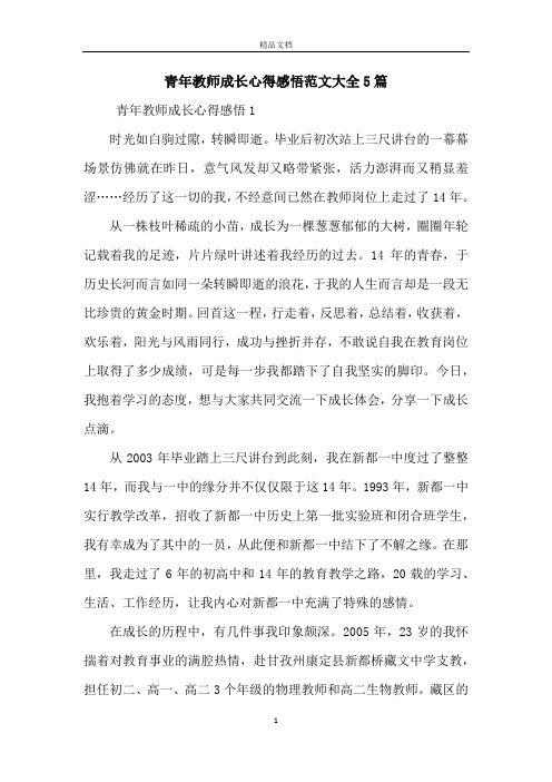 青年教师成长心得感悟范文大全5篇