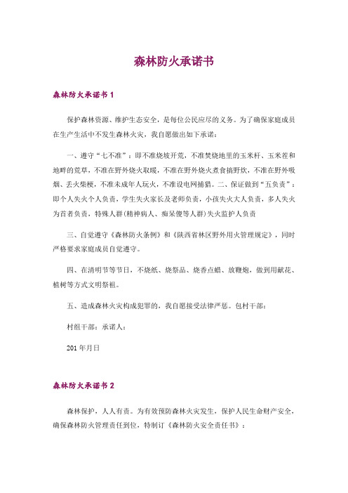 2024年森林防火承诺书