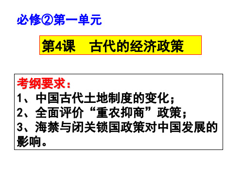 必修二1单元4课 古代的经济政策(高三一轮复习)