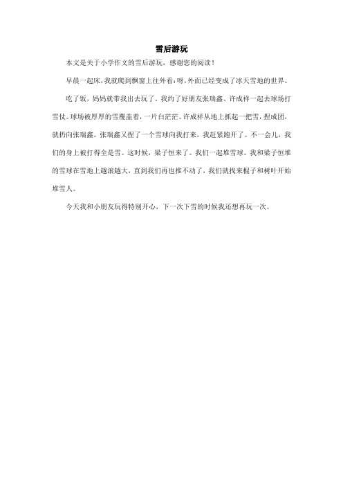 雪后游玩_小学作文
