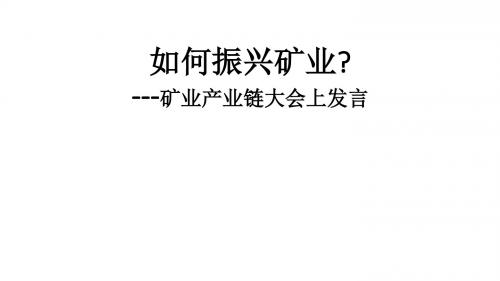 最新中国矿业全产业链大会精品演讲汇报——如何振兴矿业