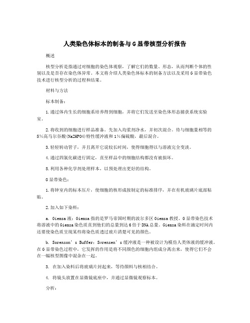 人类染色体标本的制备与G显带核型分析报告