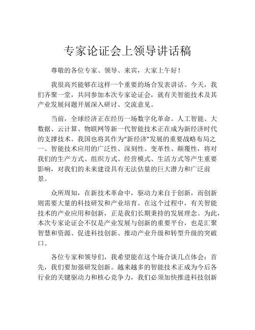 专家论证会上领导讲话稿