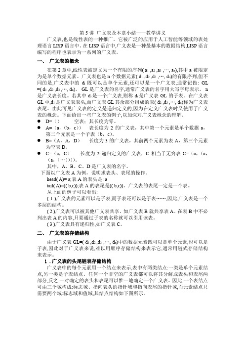 广义表及本章小结