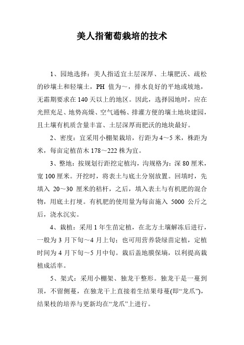 美人指葡萄栽培的技术
