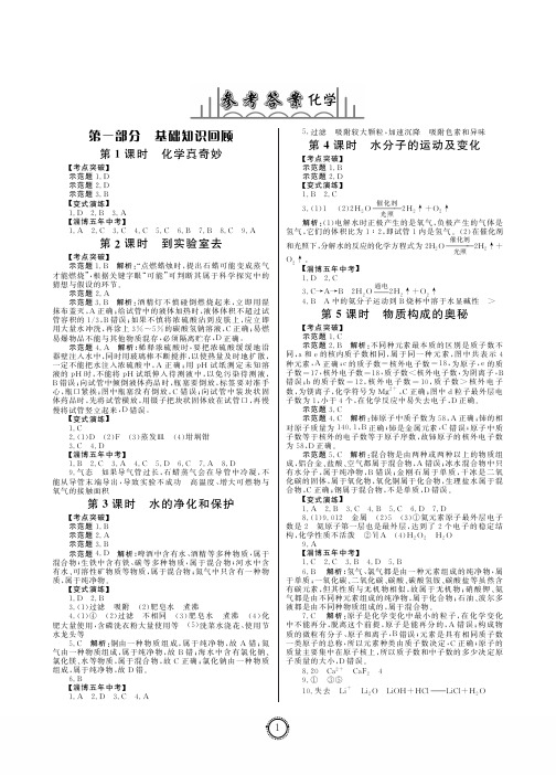 2020初中学业水平考试总复习化学(淄博专版)答案