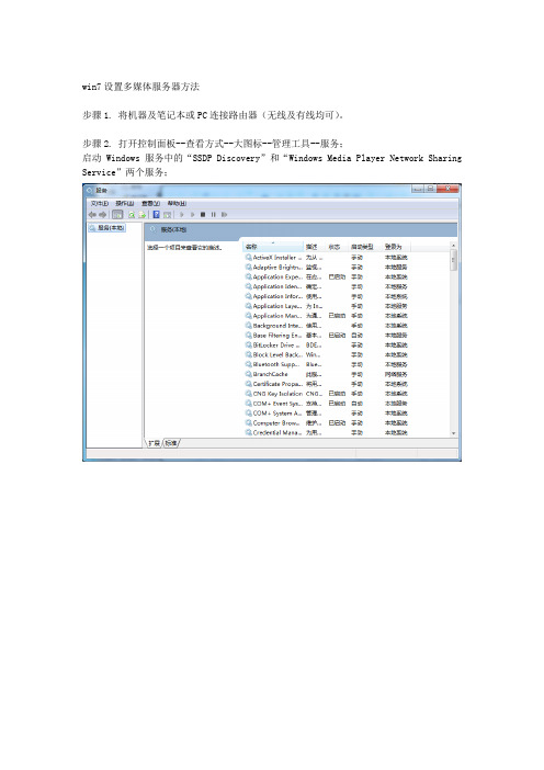 DLNA操作说明书 win7