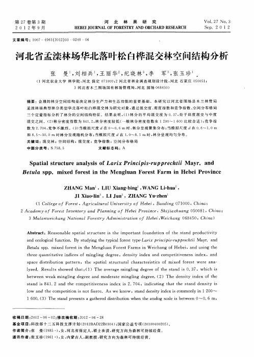 河北省孟滦林场华北落叶松白桦混交林空间结构分析