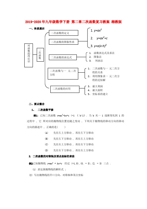 2019-2020年九年级数学下册 第二章二次函数复习教案 湘教版