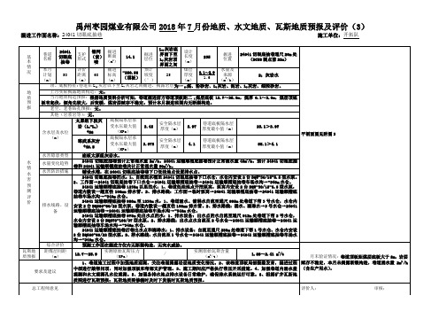24041切眼底抽巷7月份地质预报