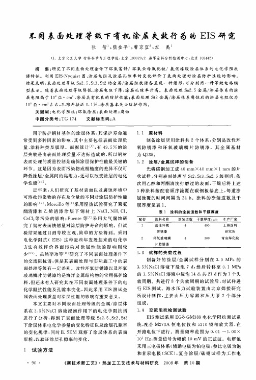 不同表面处理等级下有机涂层失效行为的EIS研究