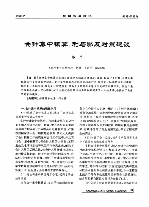 会计集中核算：利与弊及对策建议