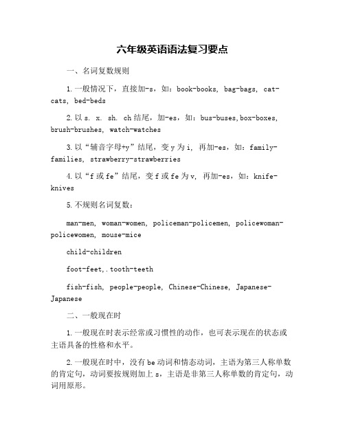 六年级英语语法复习要点