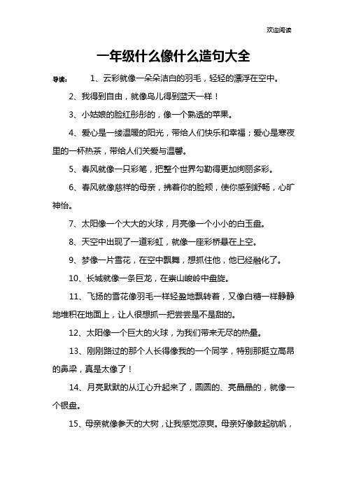 一年级什么像什么造句大全