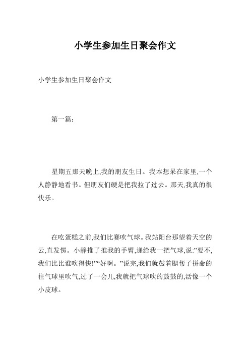 小学生参加生日聚会作文