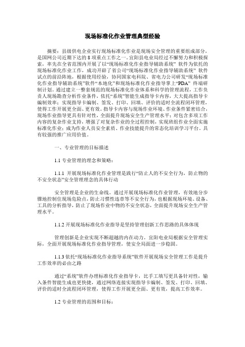 现场标准化作业管理典型经验