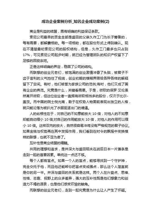 成功企业案例分析_知名企业成功案例（2）