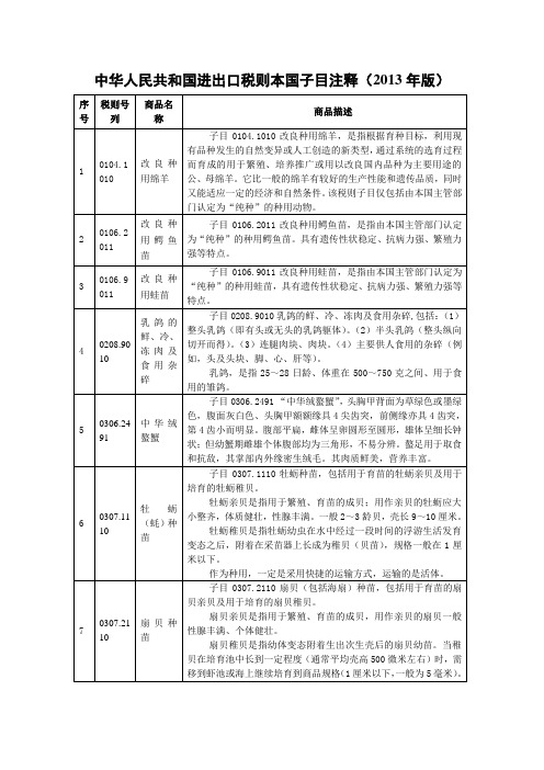 中华人民共和国进出口税则本国子目注释版