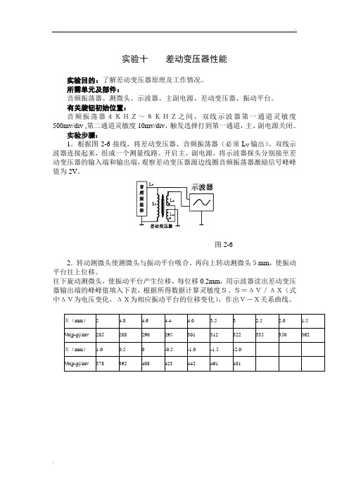 实验十____差动变压器性能