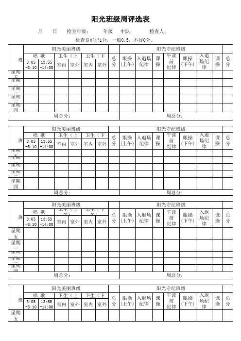 小学值周常规检查表
